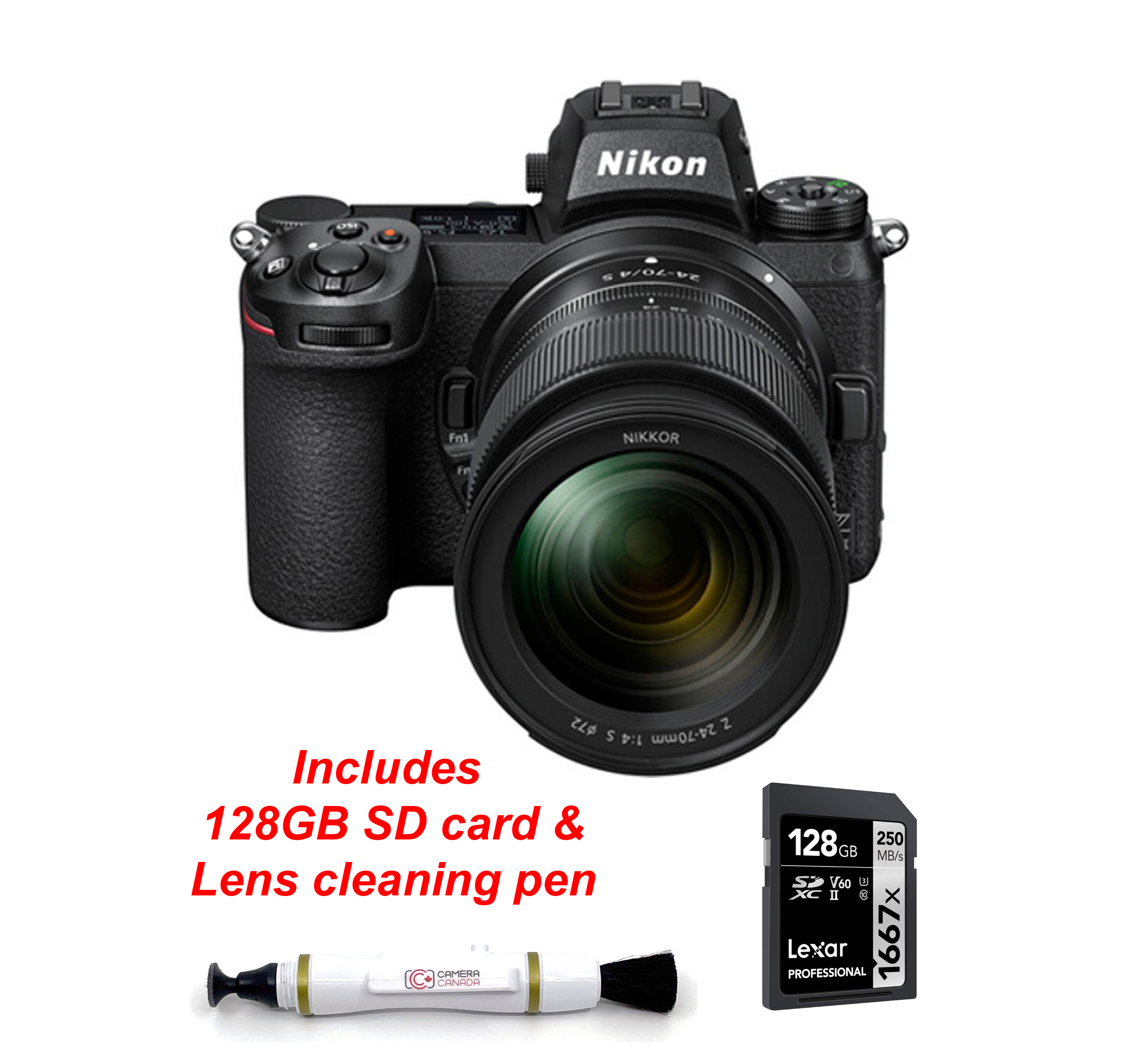 Nikon Z6II +24-70mm f4 Z Lens + Lexar Pro 128GB 1667x SDXC Card + Nikon Lens Pen